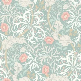 Hoopla Walls Seaweed Garden Seafoam Wallpaper - HWA1102W