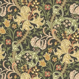 Hoopla Walls Lily Ogee Black Wallpaper - HWA1131W