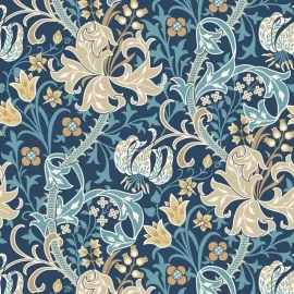 Hoopla Walls Lily Ogee Navy Blue Wallpaper - HWA1135W