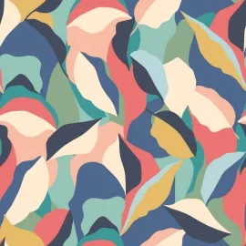 Hoopla Walls Leafy Patchwork Navy Twist Wallpaper - HWA1155W