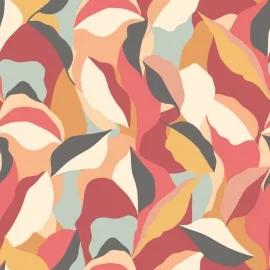 Hoopla Walls Leafy Patchwork Spice Mix Wallpaper - HWA1157W