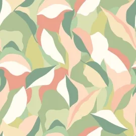 Hoopla Walls Leafy Patchwork Olive/Blush Wallpaper - HWA1160W