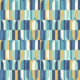 Hoopla Walls Building Blocks Indigo/Gold Wallpaper - HWA1167W