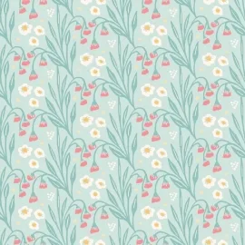 Hoopla Walls Meadow Stripe Seafoam/Coral Wallpaper - HWA1213W