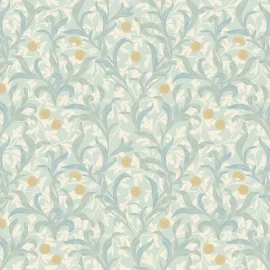 Hoopla Walls Elegance Floral Trail Duck Egg Blue Wallpaper - HWA1266W