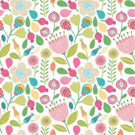 Hoopla Walls Folk Floral Tutti Frutti Wallpaper - HWA1287W