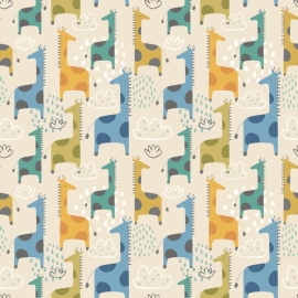 Hoopla Walls Giraffe Friends Denim Mix Wallpaper - HWA1298W