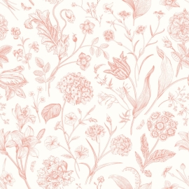 Hoopla Walls Floral Toile Soft Coral Wallpaper - HWA1327W