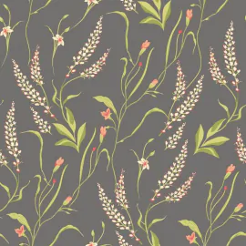 Hoopla Walls Springtime Meadow Charcoal/Coral Wallpaper - HWA1417W