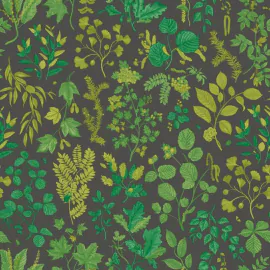 Hoopla Walls Botanical Leaves Charcoal/Emerald Wallpaper - HWA1443W
