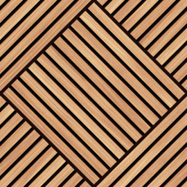 Close-up material sample of the Hoopla Walls HWA1454W design showing the large oak diamond slat print on a non-woven base.