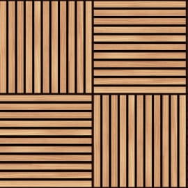 Close-up material sample of the Hoopla Walls HWA1468W design showing the oak square slat print on a non-woven base.
