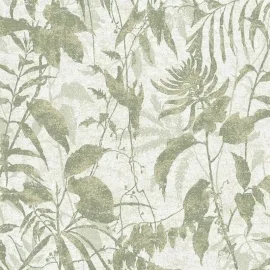 Galerie Horizon Cloud Forest Cream/Green Metallic Wallpaper - HZ62047
