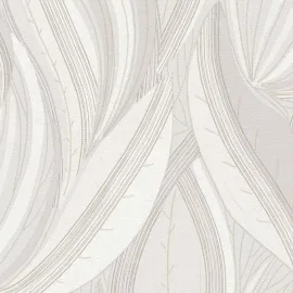 Galerie Horizon Flowing Leaf Cream/White Metallic Wallpaper - HZ62066