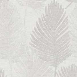 Galerie Horizon Palm Leaf Light Grey Metallic Wallpaper - HZ62076