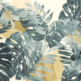Ohpopsi Textured Palm Petrol/Straw Wall Mural - ICN50121M
