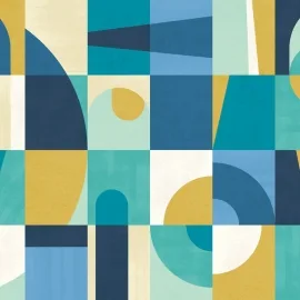 Ohpopsi Blocky Geometric Royal/Ink Wall Mural - ICN50138M
