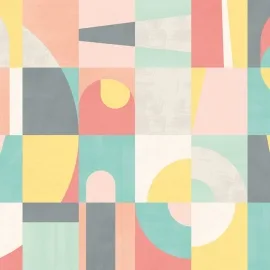 Ohpopsi Blocky Geometric Flamingo/Smoke Wall Mural - ICN50140M