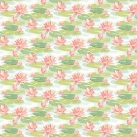 Ohpopsi Ichika Waterlily Duck Egg/Coral Wallpaper - IKA50102W