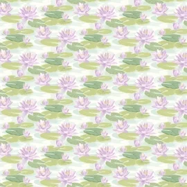 Ohpopsi Ichika Waterlily Powder Blue/Lilac Wallpaper - IKA50107W