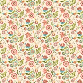 Ohpopsi Ichika Floral Trail Coral/Linen Wallpaper - IKA50113W