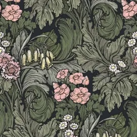 Galerie Hedgerovia Floral Pink/Green Wallpaper - LB25138