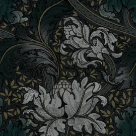 Galerie Morris Major Floral Navy Blue Wallpaper - LB25144