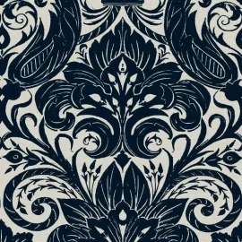 Galerie Damask Sauvage Blue Flock Wallpaper - LB25167