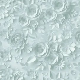 Muriva Origami Flowers Duck Egg Wallpaper - M44604