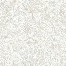 Vymura Capri Palm Landscape White/Silver Metallic Wallpaper - M95677