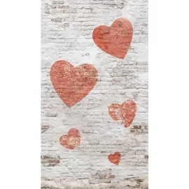 Grandeco Young Edition Brick Heart Grey/Orange Wall Mural - ML2301