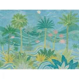 Grandeco Young Edition Palm Springs Teal Wall Mural - ML6902