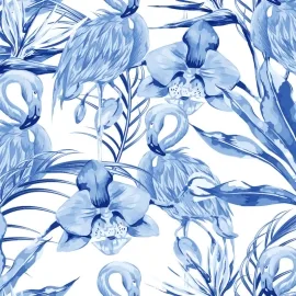 Origin Paradise Flamingo Cobalt Wall Mural - MUR105