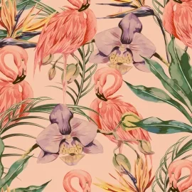 Origin Paradise Flamingo Coral Wall Mural - MUR108