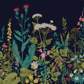 Origin Botanical Fleur Indigo Wall Mural - MUR112