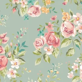 Origin Flowery Duck Egg Wall Mural - MUR130