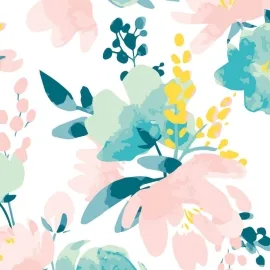 Origin Graphic Flower Blush/Jade Wall Mural - MUR132