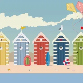 Origin Beach Huts Multi Wall Mural - MUR182