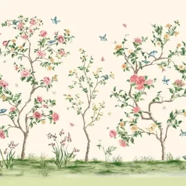 Origin Oriental Flower Tree Cream/Red Wall Mural - MUR193