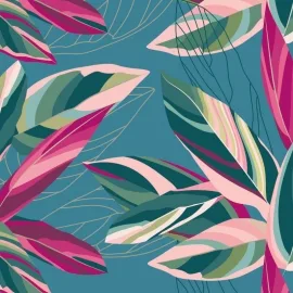 Origin Botanical Calathea Leaves Blue Wall Mural - MUR195
