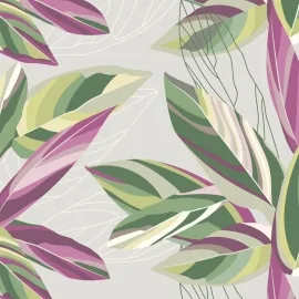 Origin Botanical Calathea Leaves Grey Wall Mural - MUR197