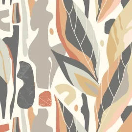 Origin Abstract Leaf Shapes Grey Wall Mural - MUR205