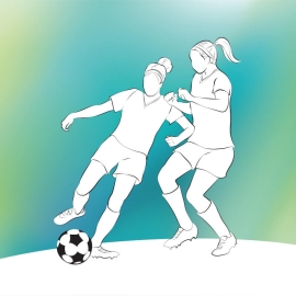 Origin Girls Playing Football Green Wall Mural - MUR225