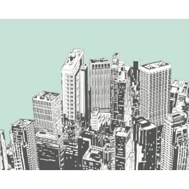 Origin Urban City Skyscrapers Mint Green Wall Mural - MUR242