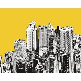 Origin Urban City Skyscrapers Yellow/Gold Wall Mural - MUR245