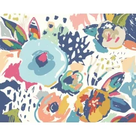Origin Abstract Floral Navy Blue Wall Mural - MUR252