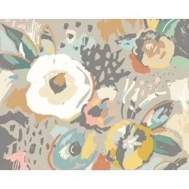 Origin Abstract Floral Warm Grey Wall Mural - MUR253