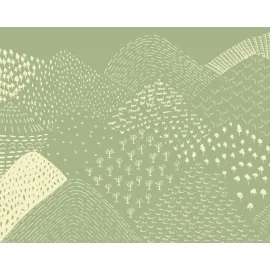 Origin Abstract Fields Green Wall Mural - MUR309