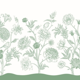 Origin Jacobean Rose Trail Forest Green Wall Mural - MUR354