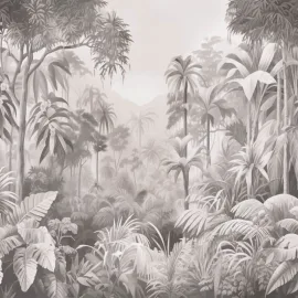 Origin Jungle Trees Black/White Wall Mural - MUR366